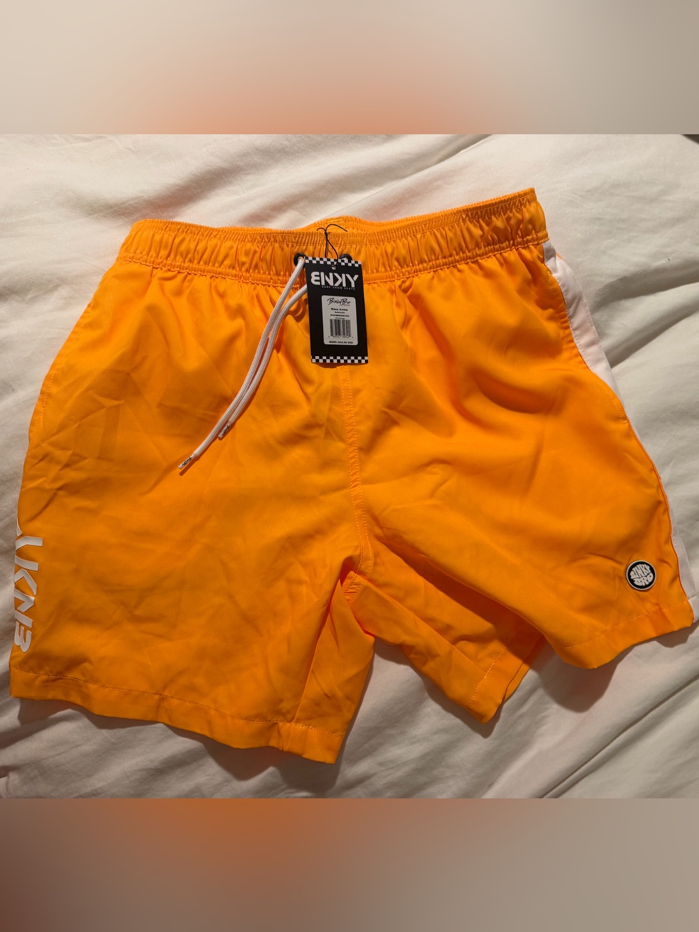 ENIX Bright Orange Men's Athletic Swim Shorts with Drawstring